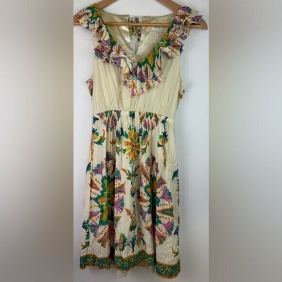 ECI Dresses & Skirts - ECI NY Floral Mini Dress Ruffled Neckline Silk Blend Sleeveless Colorful Size 2